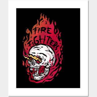 Skull firefighter design Posters and Art